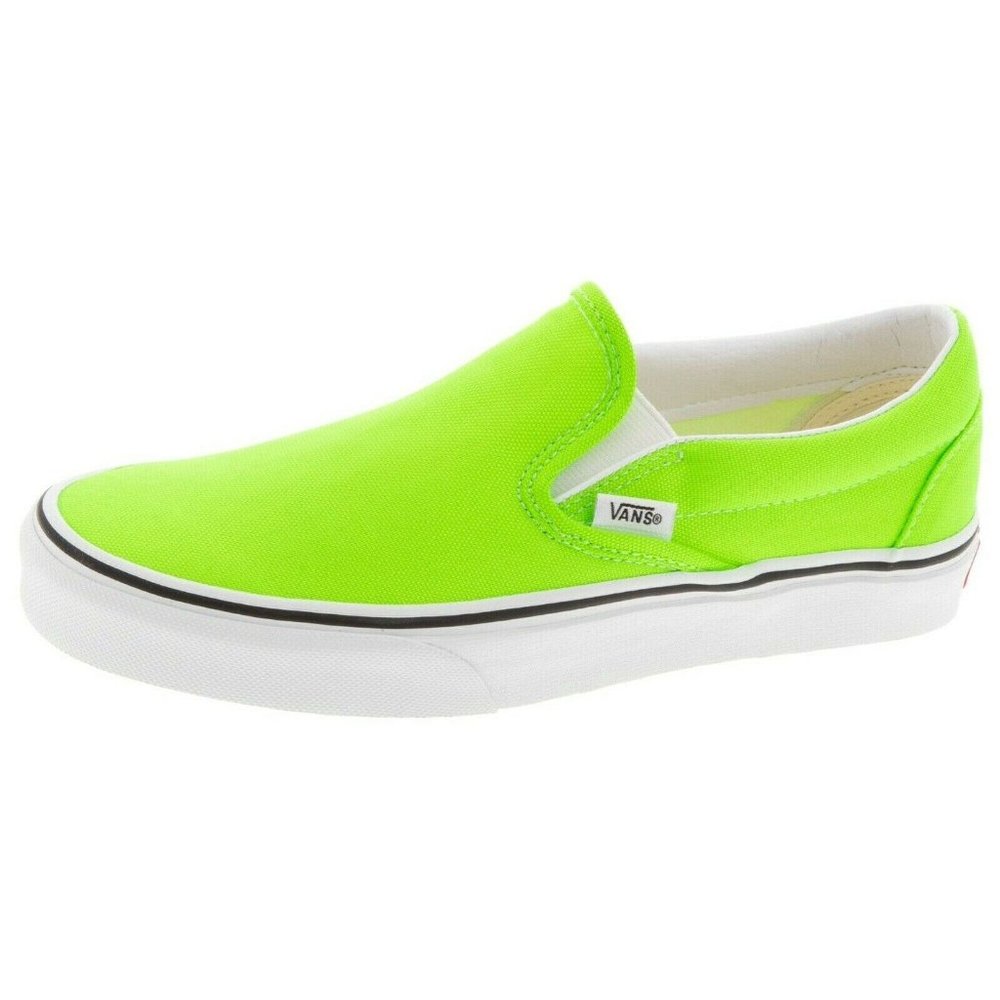 Vans Classic Slip On Neon Green Gecko/White Shoes - Picture 2 of 14